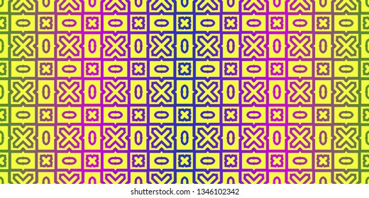 Vector Illustration. Pattern With Traditional Geometric Ornament, Decorative Border. Design For Print Fabric. Yellow purple color.