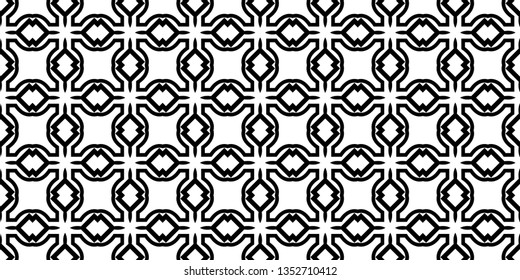 Vector Illustration. Pattern With Traditional Geometric Ornament, Decorative Border. Design For Print Fabric. Paper For Scrapbook. Black white color.