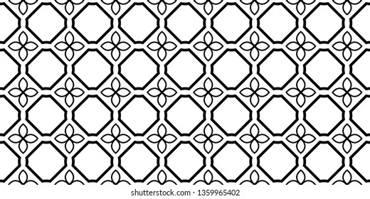 Vector Illustration. Pattern With Traditional Geometric Ornament, Decorative Border. Design For Print Fabric. Paper For Scrapbook. Black white color.