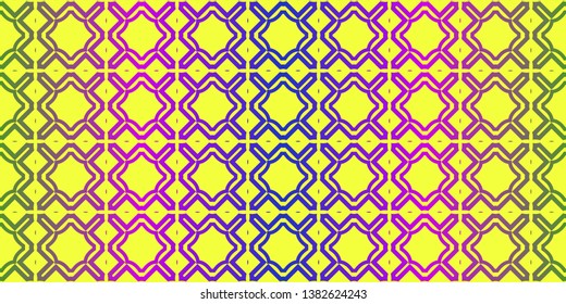 Vector Illustration. Pattern With Traditional Geometric Ornament, Decorative Border. Design For Print Fabric. Yellow purple color.
