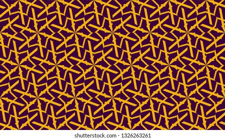 Vector illustration with pattern in triangles style. Curved line. Decorative design for For interior wallpaper, smart design, fashion print. Purple, orange color. Seamless.