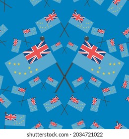 Vector Illustration of Pattern Tuvalu Flags and Dark Blue Color Background.