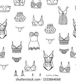 
vector illustration of a pattern of underwear, black and white drawing