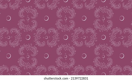 Ilustración vectorial Patrón con ornamento floral blanco sobre fondo rosa