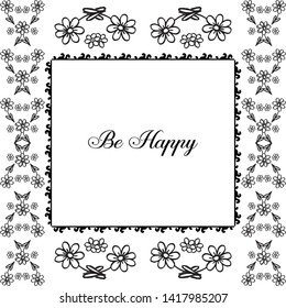 Vector illustration pattern wreath frame for greeting card be happy