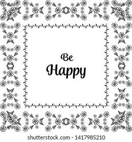 Vector illustration pattern wreath frame for greeting card be happy
