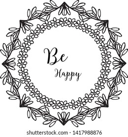 Vector illustration pattern wreath frame for lettering be happy