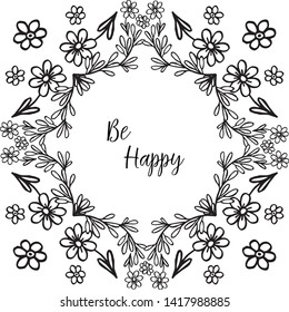 Vector illustration pattern wreath frame for lettering be happy