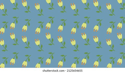 Vector illustration. Pattern with yellow flowers on a blue background