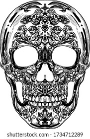 
Vector illustration of a patterned human skull