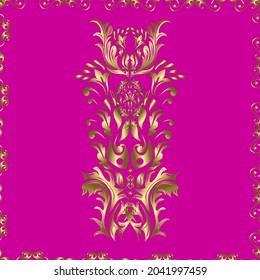 Vector illustration. Patterns on brown, magenta and neutral colors. Seamless vintage elements for design, application of henna, Mehndi and tattoo. Decorative pattern in ethnic oriental style.