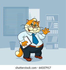 Vector illustration of paunchy cat
