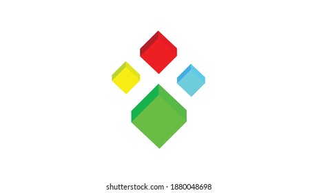 Vector Illustration of Paw Design from Cubes Logo Design