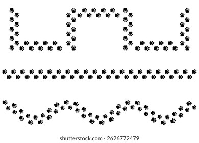 Vector illustration of paw print trail isolated on white background