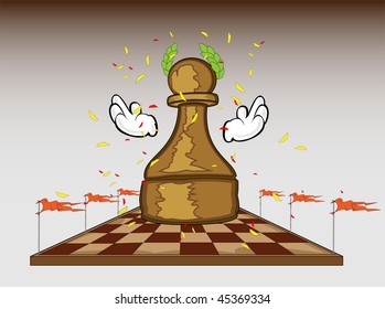 Vector illustration of pawn the champion