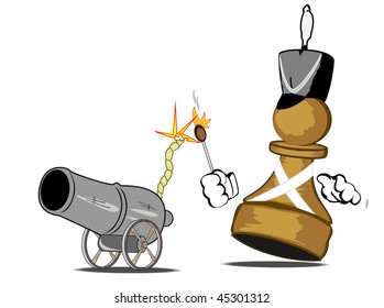 vector illustration of a pawn the gunner