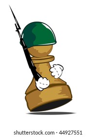vector illustration of a pawn with rifle