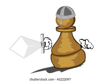 vector illustration pawn with sword in action