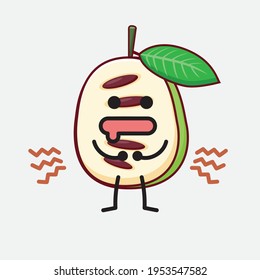 Vector Illustration of Pawpaw Fruit Character with cute face, simple hands and leg line art on Isolated Background. Flat cartoon doodle style.