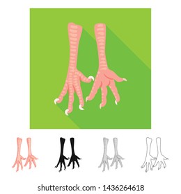 Vector illustration of paws and chicken icon. Set of paws and leg stock symbol for web.