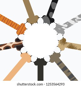 vector illustration of paws in circle shape design for animal care and veterinary service frame or round emblem