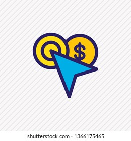 Vector illustration of pay per click icon colored line. Beautiful marketing element also can be used as PPC icon element.
