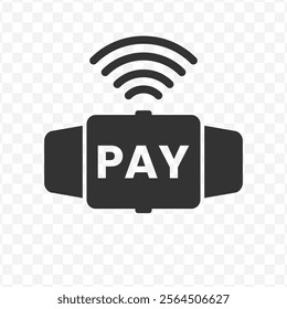 Vector illustration of pay with smartwatch icon in dark color and transparent background(PNG).