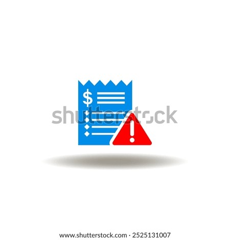 Vector illustration of payment bill receipt and attention sign. Symbol of fine.