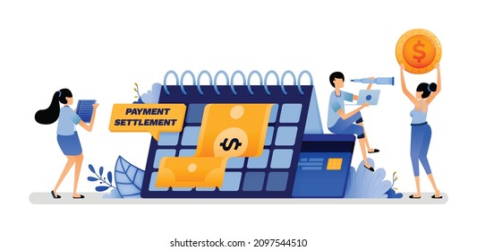 vector illustration of payment of loan penalties and settlement of overdue debts to banking institutions. maturity of the debt must be repaid. Can use for web website apps poster banner flyer homepage