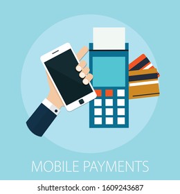 Vector illustration of payment methods - security an ecommerce concept with "mobile payments" shopping and payment icon.