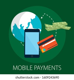 Vector illustration of payment methods - security an ecommerce concept with "mobile payments" shopping and payment icon.