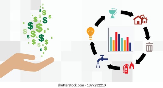 vector illustration of payments chart for public services and utility bills