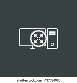 Vector illustration of pc arrows diagonal sign icon on dark background.