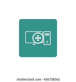 Vector illustration of pc arrows sign icon on green background.
