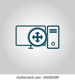 Vector illustration of pc arrows sign icon on grey background.