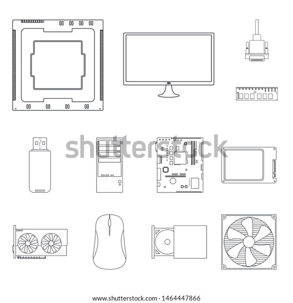Vector illustration of\
pc and component logo. Collection of pc and technology stock symbol\
for web.