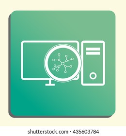 Vector illustration of pc connection sign icon on green light background.