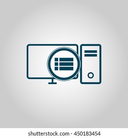Vector illustration of pc detail sign icon on grey background.