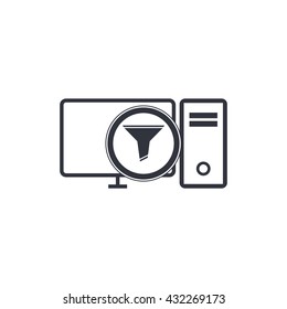 Vector illustration of pc filter sign icon on white background.