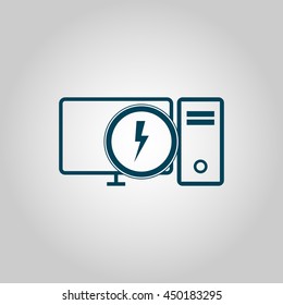 Vector illustration of pc flash sign icon on grey background.