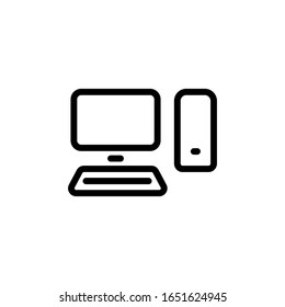 Vector illustration, PC icon. Line design template