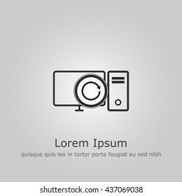 Vector illustration of pc reload sign icon on grey background.