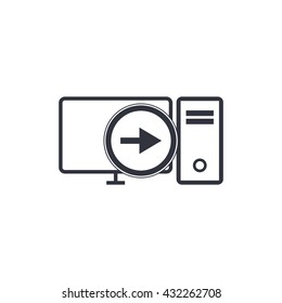 Vector illustration of pc right sign icon on white background.