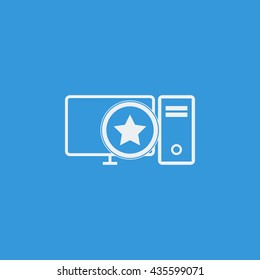 Vector illustration of pc star sign icon on blue background.