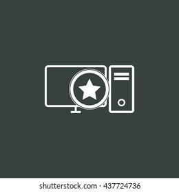 Vector illustration of pc star sign icon on dark background.