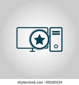 Vector illustration of pc star sign icon on grey background.