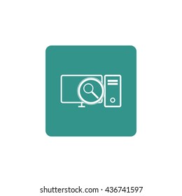 Vector illustration of pc zoom sign icon on green background.