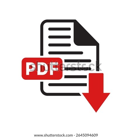 vector illustration of PDF document download in symbol line style on white background