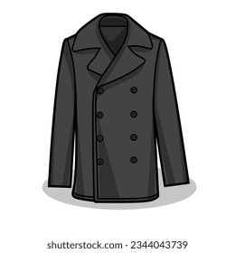 Vector Illustration of Pea Coat Jacket with White Background