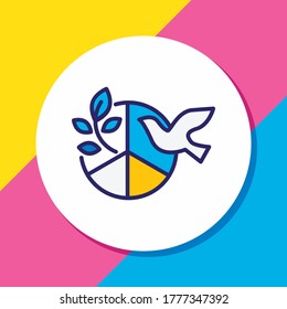 Vector illustration of peace icon colored line. Beautiful emoji element also can be used as dove icon element.